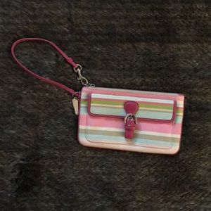 Striped Coach wristlet
